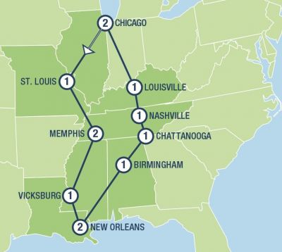 Map showing the Tour regions